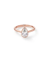 1.25 Carat TW Pear Cut Laboratory-Grown Diamond Solitaire Bezel Set Engagement Ring in 14kt Yellow Gold