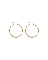 28mm Square Twist Hoop Earrings in 10kt Yellow Gold