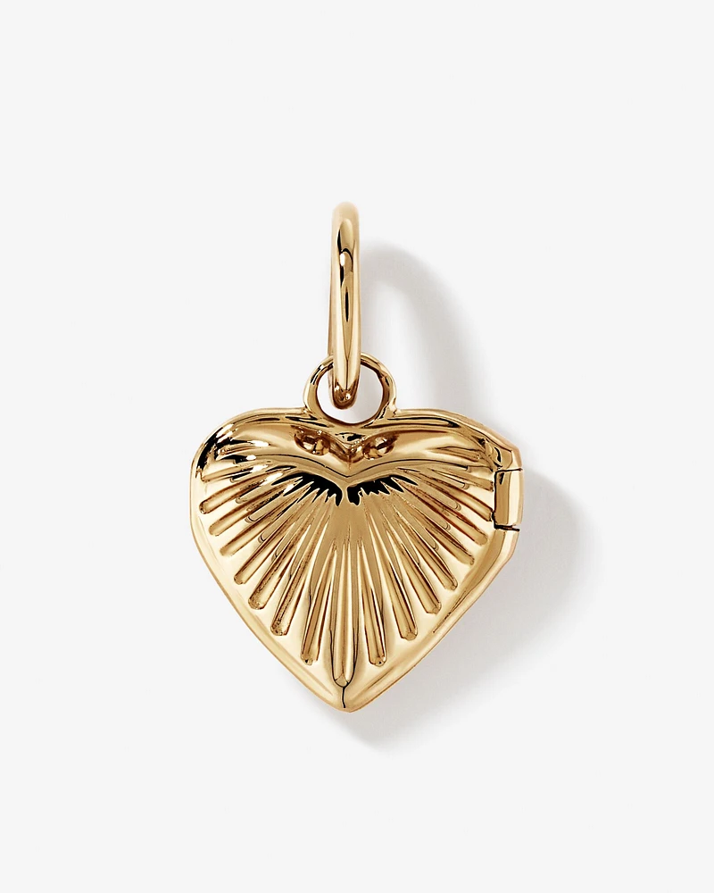 Sunray Love Heart Locket Pendant in 10kt Yellow Gold