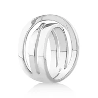 Sculpture Ribbon Crossover Ring Sterling Silver