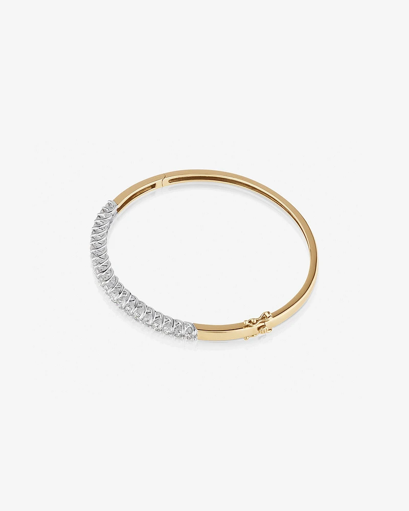 Hinged Bangle with 2 Carat TW of Diamonds in 14kt Yellow & White Gold