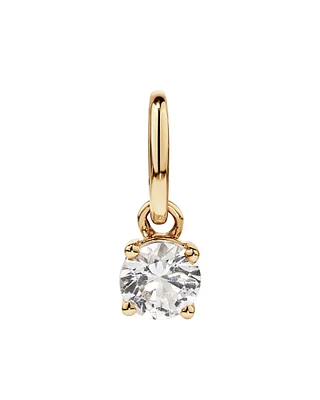 Round Created White Sapphire Birthstone Pendant in 10kt Yellow Gold