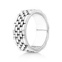 Men's Link Pattern Textured Ring Sterling Silver