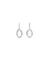 Cubic Zirconia Interlaced Oval Drop Earrings in Sterling Silver