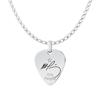 INXS Kirk Pengilly Engraved Guitar Pick Pendant with Chain in Recycled Sterling Silver