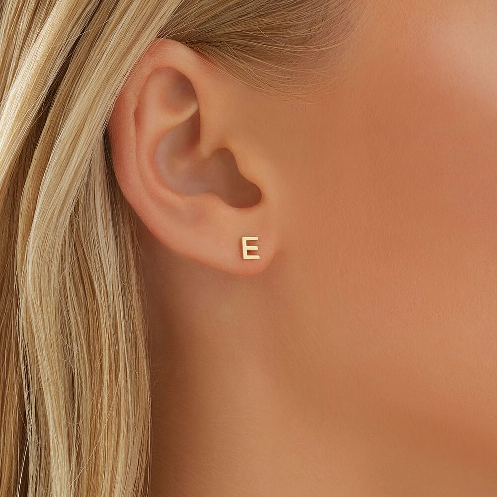 G Initial Single Stud Earring in 10kt Yellow Gold