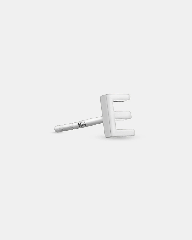 E Initial Single Stud Earring in Sterling Silver