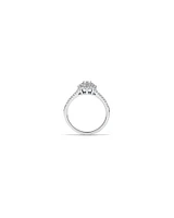 0.30 Carat TW Cushion Shaped Cluster Diamond Halo Engagement Ring in 10kt Yellow Gold