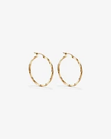 28mm Square Twist Hoop Earrings in 10kt Yellow Gold