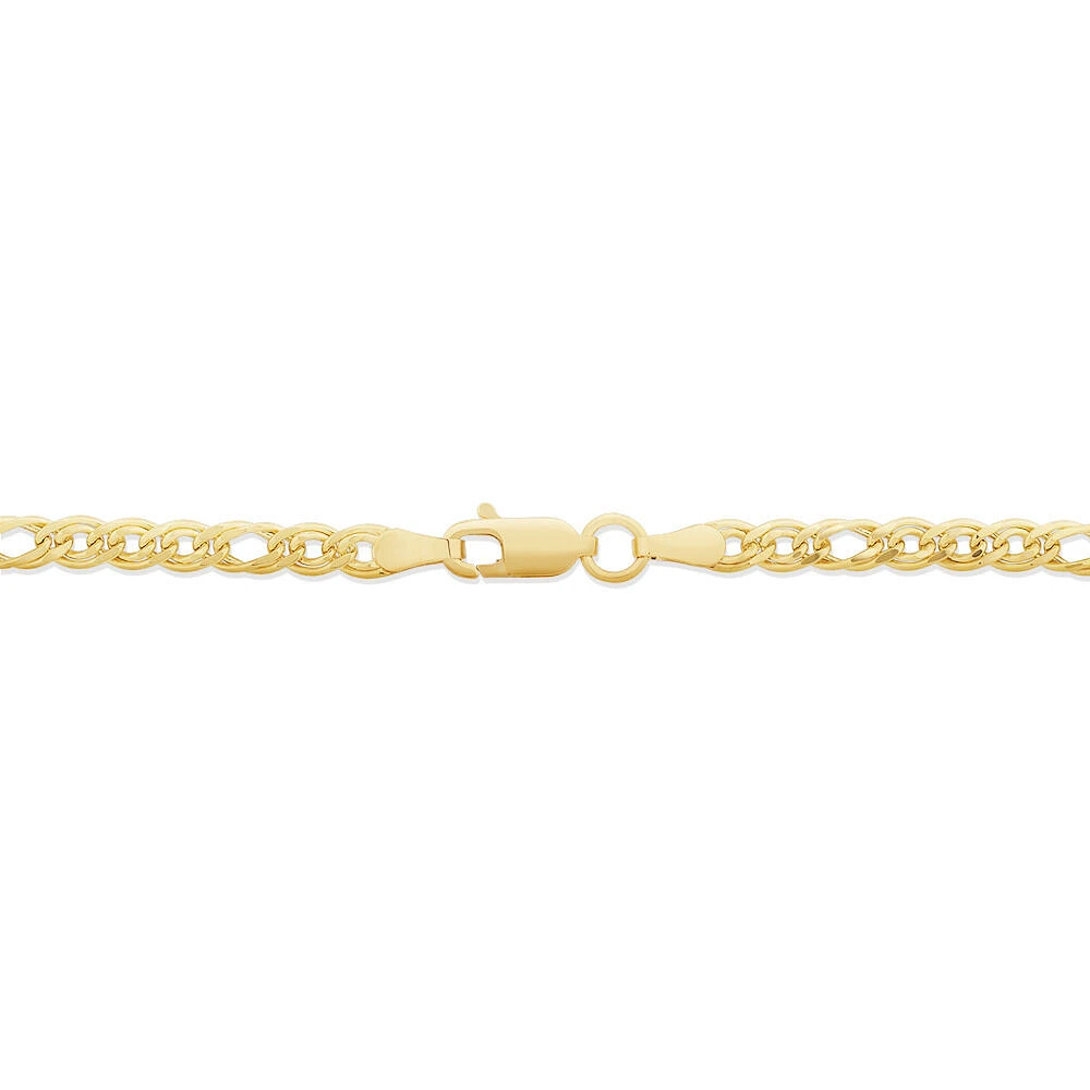 Bracelet à gourmette ovale double de 19 cm en or jaune 10 K