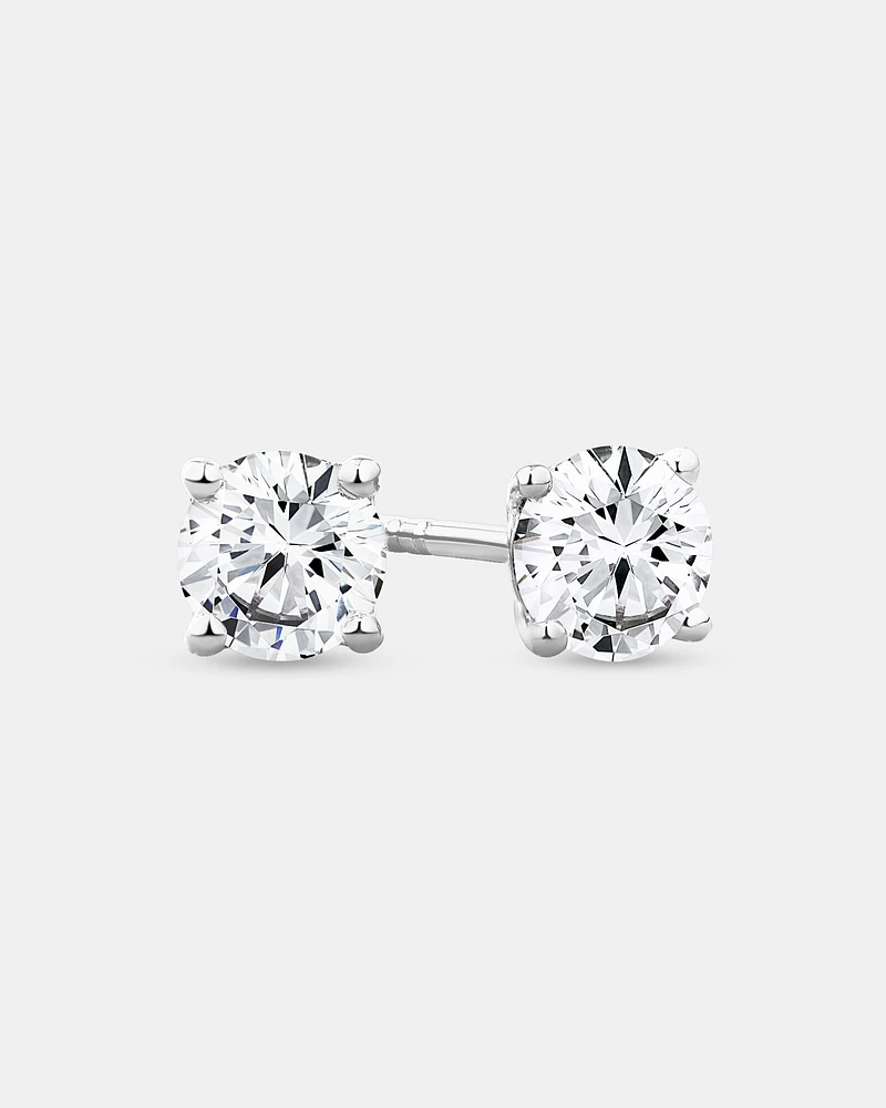 0.75 Carat TW Diamond Solitaire Stud Earrings in 18kt Yellow Gold