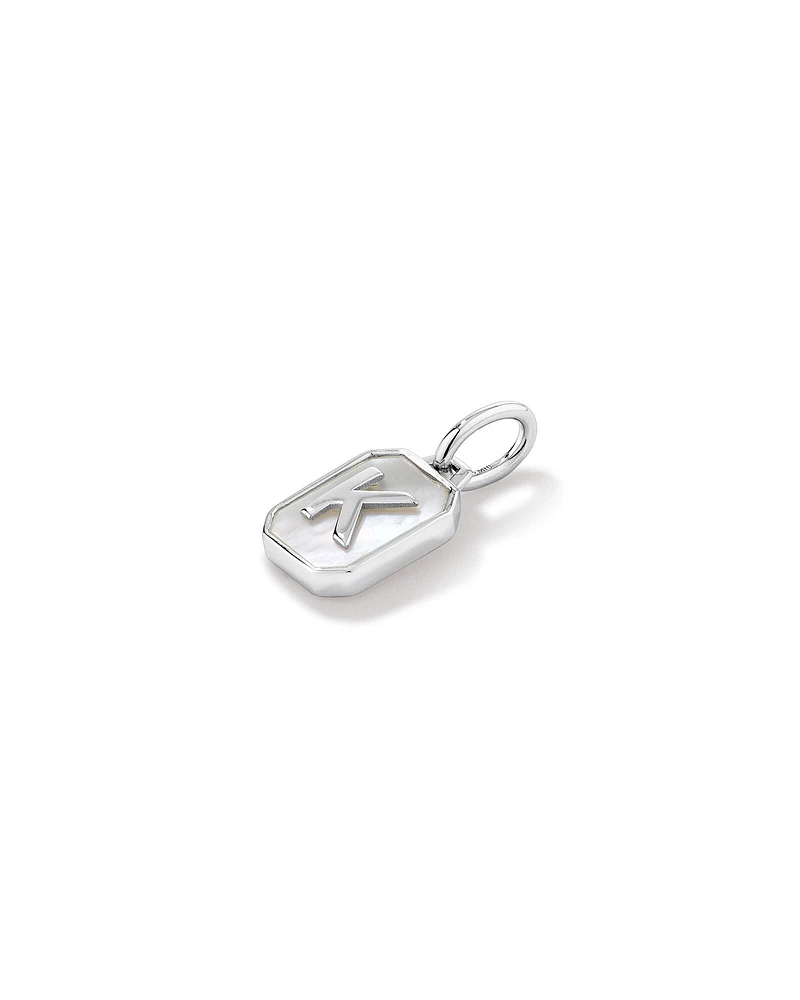Letter F Mother of Pearl Initial Pendant in Sterling Silver