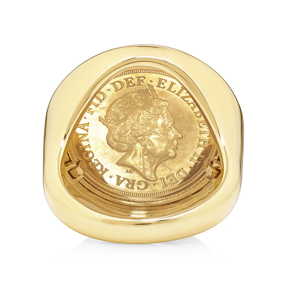 Sovereign Coin Ring with 0.30 Carat TW of Diamonds in 10kt & 22kt Yellow Gold