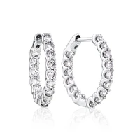 Carat TW Laboratory-Grown Diamond Hoop Earrings Set in 10kt White Gold