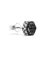 0.23 Carat TW Black Diamond Cluster Hexagon Men's Stud Earring in Oxidised Sterling Silver