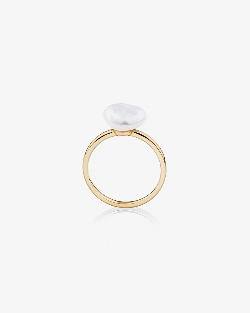 Bague avec perles baroques d'eau douce de culture de 9 à 10 mm en or jaune 10 K
