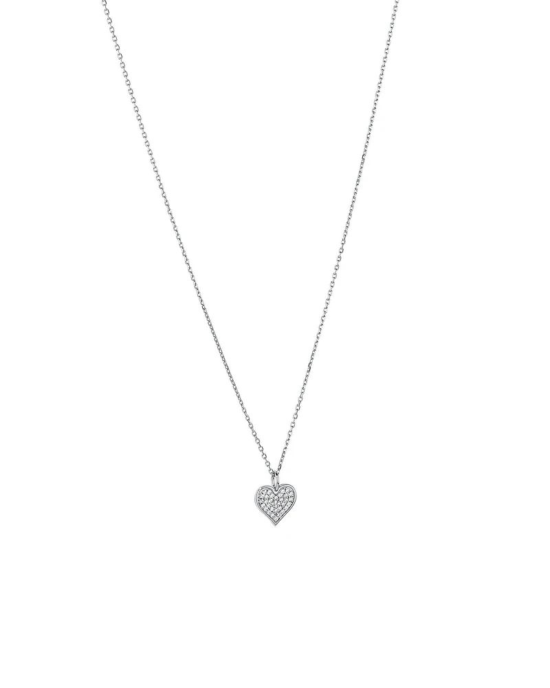 Cubic Zirconia Closed Heart Pendant Necklace in Sterling Silver