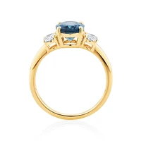 London Blue Topaz Ring with .46 Carat TW Diamonds in 14kt Yellow Gold