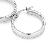 15mm Flat Round Hoop Earrings in 10kt White Gold