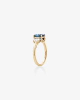 London Blue Topaz Ring with .46 Carat TW Diamonds in 14kt Yellow Gold