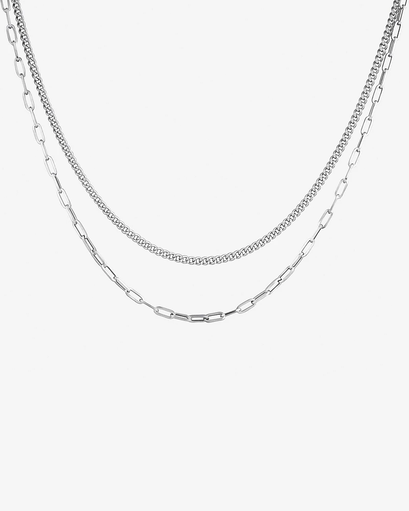 50cm (20") Curb and Paperclip Chain in Sterling Silver