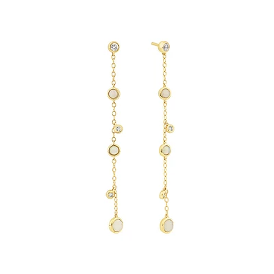 Drop Earrings with Opal & 0.15 Carat TW of Diamonds in 10kt Yellow Gold