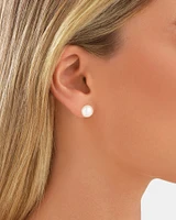 Stud Earrings with 9mm Button Cultured Freshwater Pearl in 10kt Yellow Gold
