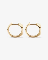 Diamond Star Accent Signet Huggie Hoop Earrings in 10kt Yellow Gold