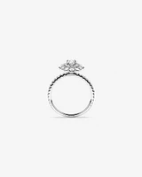 1.12 Carat TW Oval Cut Diamond Fancy Halo Engagement Ring in 14kt White Gold