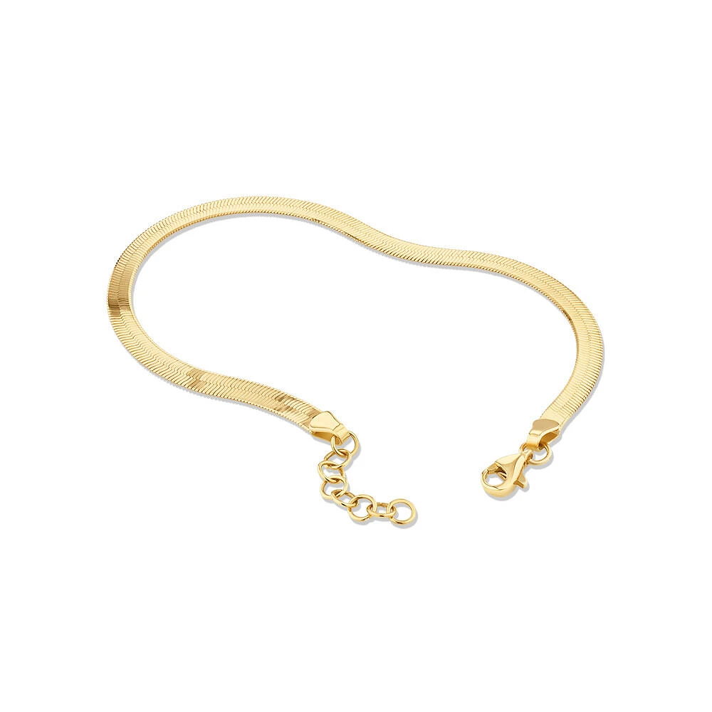 3.5mm Wide Herringbone Snake Chain Bracelet in 10kt Yellow Gold