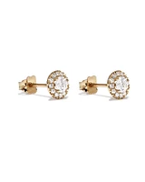 0.50 Carat TW Round Brilliant Laboratory-Grown Diamond Halo Stud Earrings in 10kt Yellow Gold
