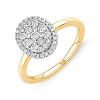 0.50 Carat TW Oval Shaped Diamond Cluster Ring in 14kt Yellow & White Gold