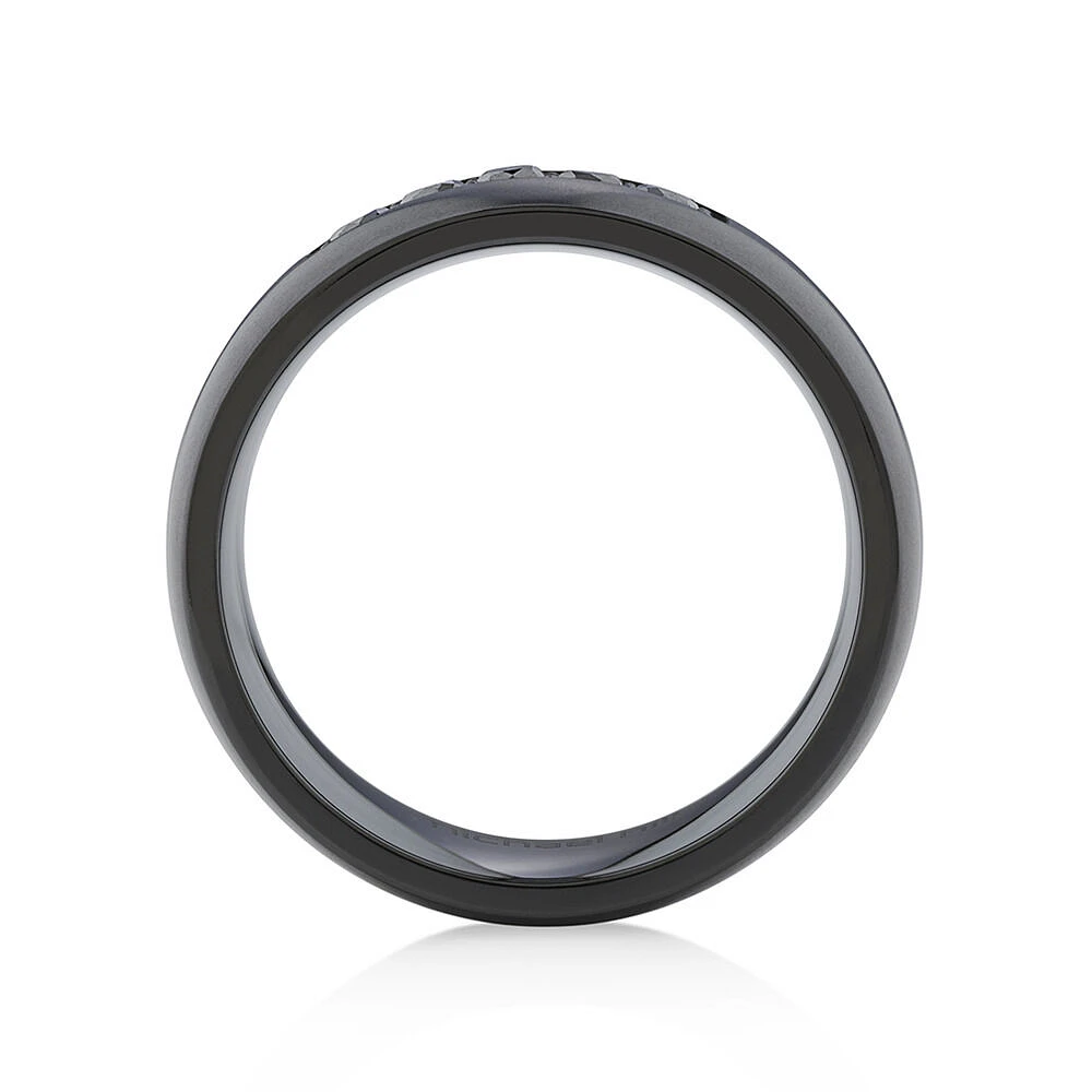 8mm Black Titanium Ring with Enhanced Black Diamonds