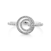 Fine Double Circle Diamond Ring in Sterling Silver