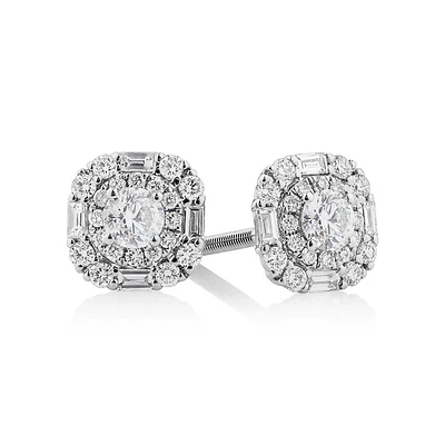 Michael Hill Designer Fashion Art Deco Stud Earrings with 0.45 Carat TW of Diamonds in 18kt White Gold