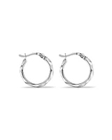 Large Diamond Cut Mirror Hoops in Sterling Silver