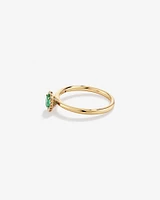 Oval Cut Green Emerald Gemstone and 0.08 Carat TW Diamond Halo Ring in 10kt Yellow Gold