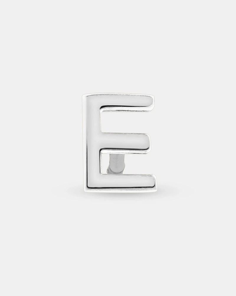 E Initial Single Stud Earring in Sterling Silver