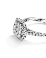 Square Cluster Halo Ring with 0.75 Carat TW of Diamonds in 10kt White Gold