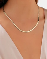 Adjustable 43-48cm (16-18") 3mm-3.5mm Width Herringbone Snake Chain In 10kt Yellow Gold