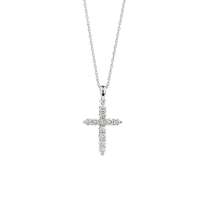 Cross Pendant with 0.34 Carat TW of Diamonds in 10kt White Gold
