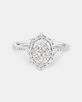 Halo Engagement Ring with .93TW of Diamonds in 14k White Gold