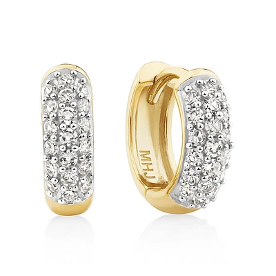 Mini Hoops with 0.25 Carat TW of Diamonds in 10kt Yellow Gold