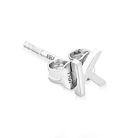 E Initial Single Stud Earring in Sterling Silver