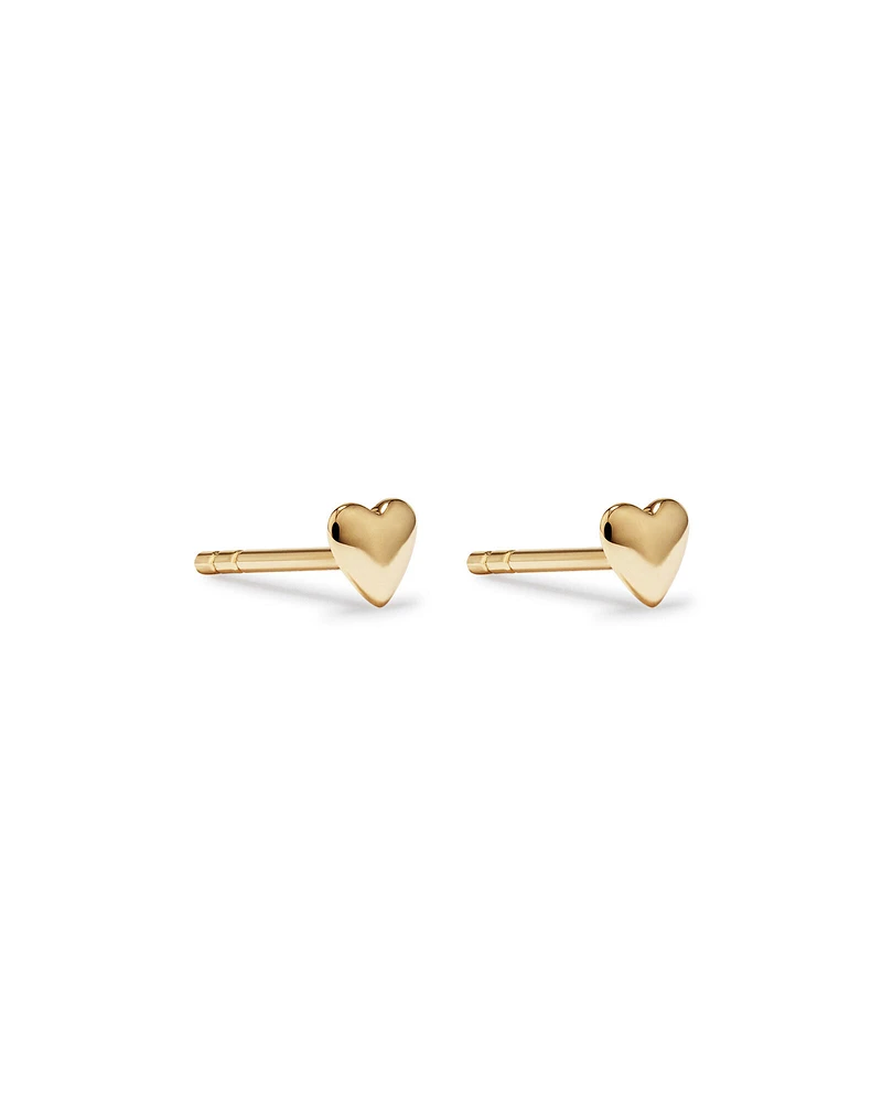 Heart Stud Earrings in 10kt Yellow Gold