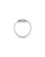 Fine Double Circle Diamond Ring in Sterling Silver