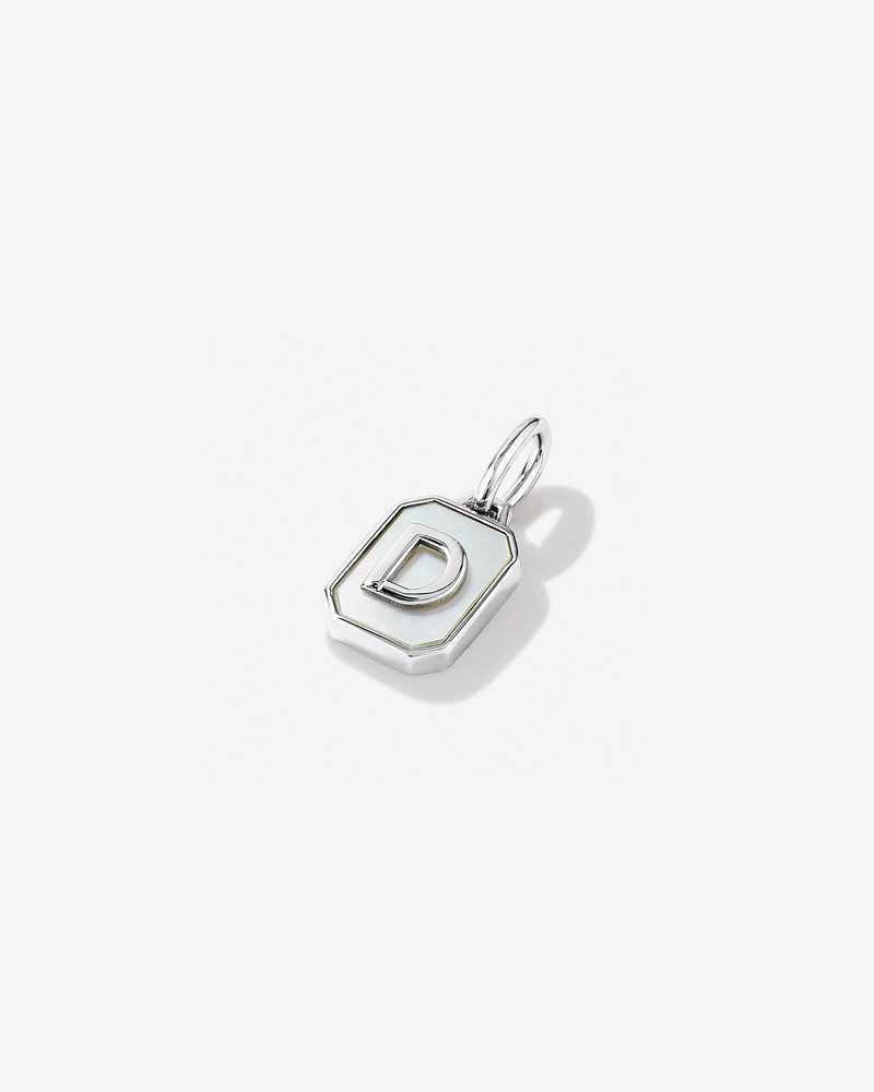 Letter F Mother of Pearl Initial Pendant in Sterling Silver
