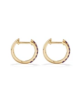 Amethyst Huggie Hoop Earrings in 10kt Yellow Gold