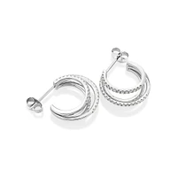 Illusion Hoop Earrings with 0.50 Carat TW of Diamonds in Sterling Silver