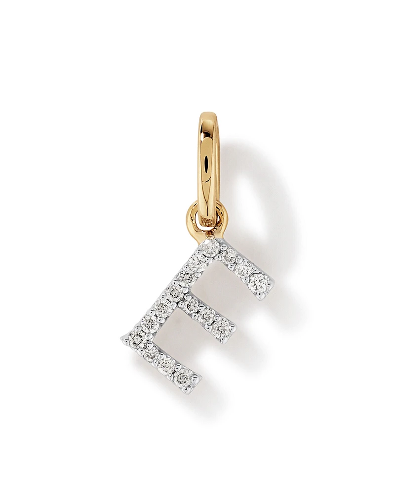 Diamond Letter E Initial Pendant in 10kt Yellow Gold